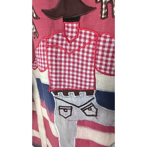 VTG Sandy Starkman Shirt Blouse Sz S Wearable Art Cotton Western Cowboy Horse - Picture 7 of 13